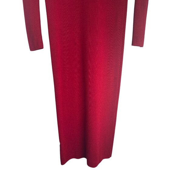 ZARA Medium Knit Red Long-Sleeve Midi Bodycon Dress Slim Fit - Picture 8 of 13